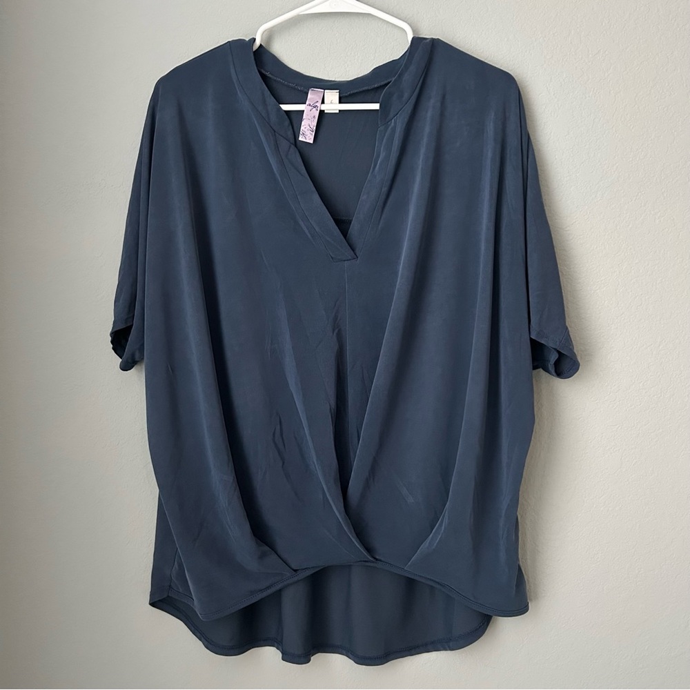 Women's Blue V-Neck Top